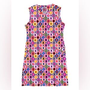 Lesley Evers Colette Gems Blush Shift Dress Colorful Geometric Floral Knee